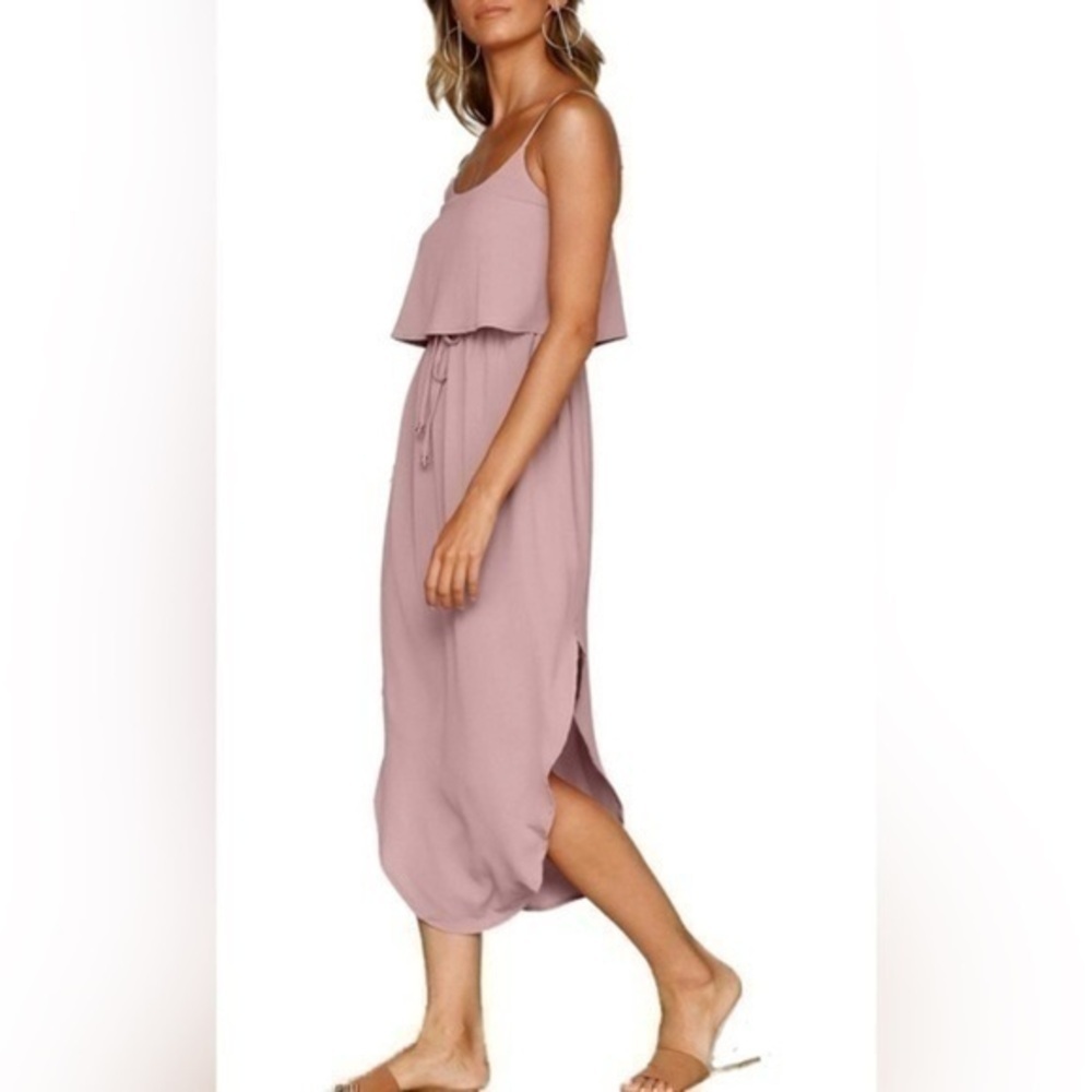 NWT NERLEROLIAN Adjustable Strappy Split Summer Beach Casual Midi Dress Sz M